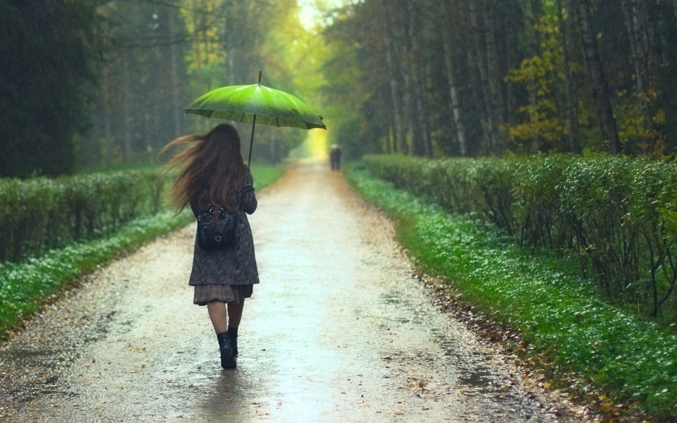 雨中女孩唯美壁纸